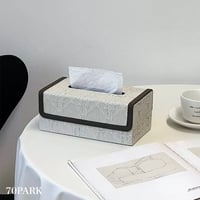 #フェイクレザー パイピング モダン ティッシュケース 全2色