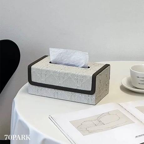 #フェイクレザー パイピング モダン ティッシュケース 全2色