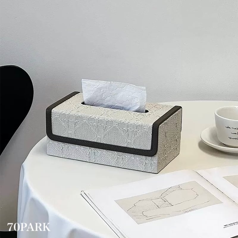 フェイクレザー パイピング モダン ティッシュケース 全2色 | 70PARK