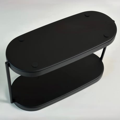 #アイアン レザー オーバル型 ラージ 二段 トレイ 全2色 収納 ラック
