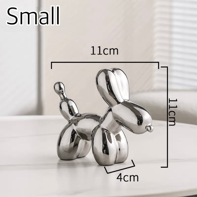 3点セット バルーン ドッグ モチーフ オブジェ シルバー 置物 | 70PARK