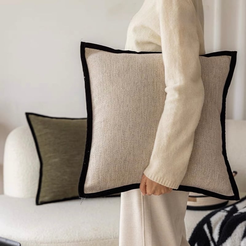 即納】#パイピング リネンライク クッションカバー 全2色 45×45 | 70PARK