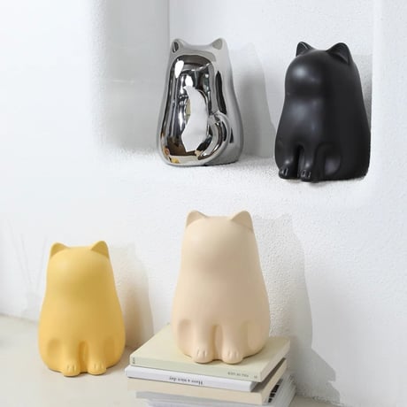【即納】#おすわり キャット セラミック ティッシュケース 全4色 猫 ティッシュボックス