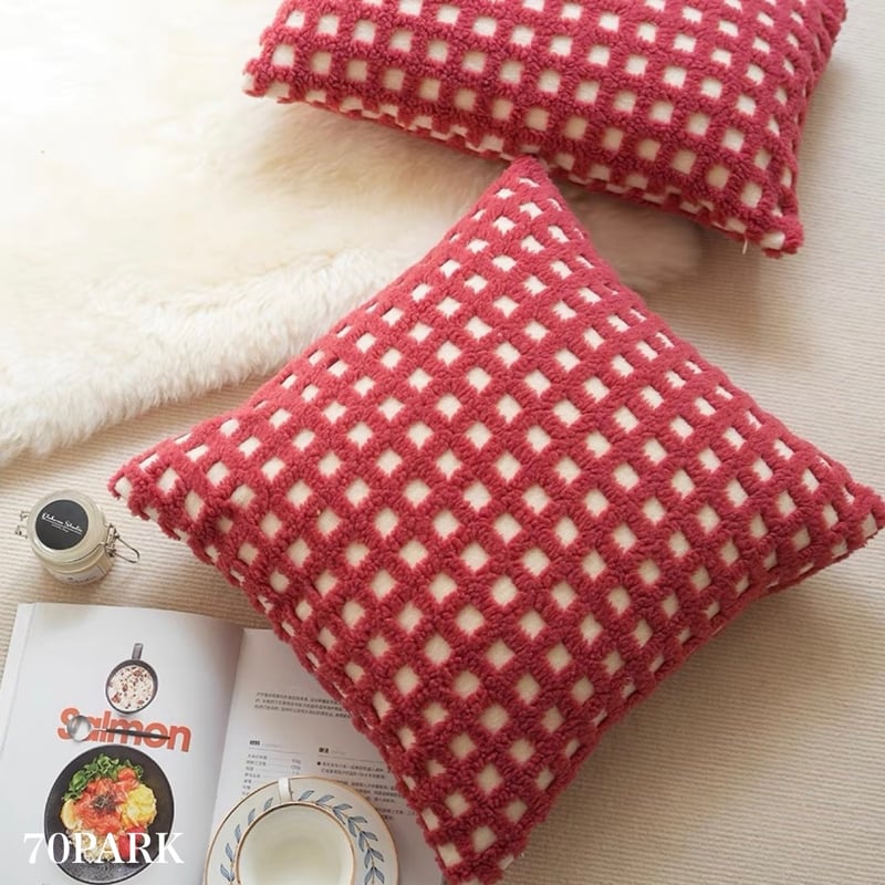 レッド グリッド チェック クッションカバー 45×45 | 70PARK