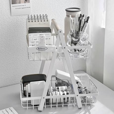 【即納】#持ち手付き 二段 ワイヤー バスケット 収納 カゴ