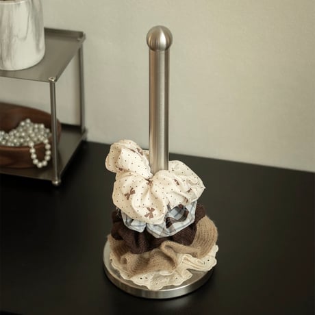 #ステンレス ヘア アクセサリー 収納 スタンド シュシュ キッチンペーパー ホルダー シルバー