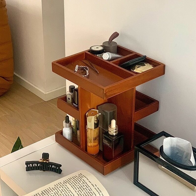 360度 回転 ウッド コスメ 収納 ラック | 70PARK