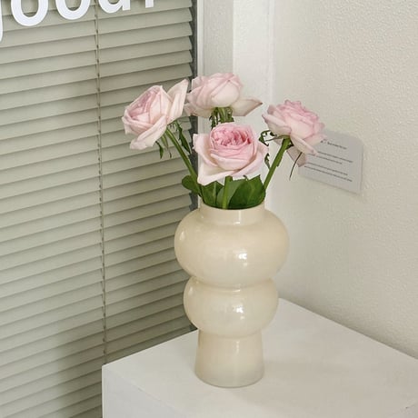 #ミルクカラー ガラス フラワーベース 全2種 花瓶