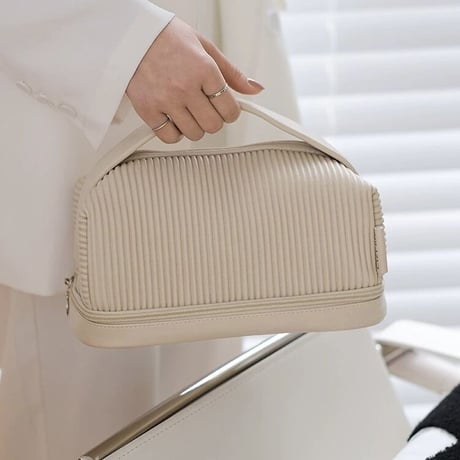 #大容量 二層 コスメ 収納 ポーチ トラベルポーチ