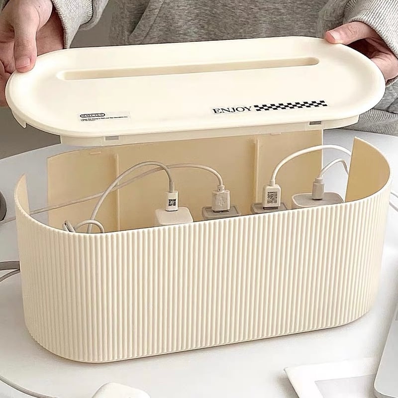 モノトーン 蓋付き 電源タップ 収納 ケーブルボックス 全2色 | 70PARK