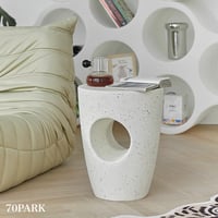 #飛び散り柄 穴あき ラウンド サイドテーブル コーヒーテーブル