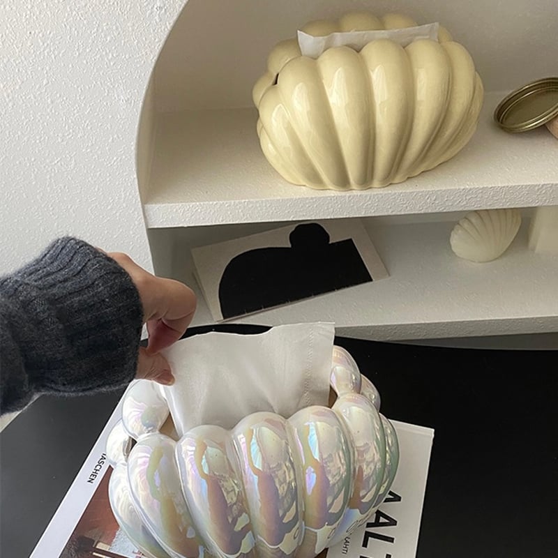 シェルモチーフ セラミック ティッシュケース 全3色 | 70PARK