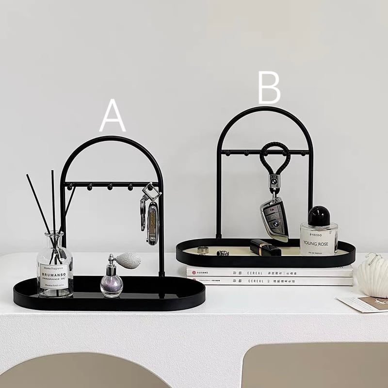 ブラック アーチフレーム アクセサリー スタンド トレイ 全2色 収納