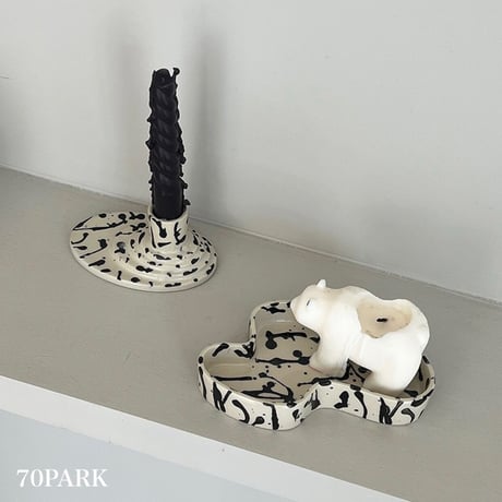 #インク スプラッシュ柄 セラミック ミニ トレイ 全2色