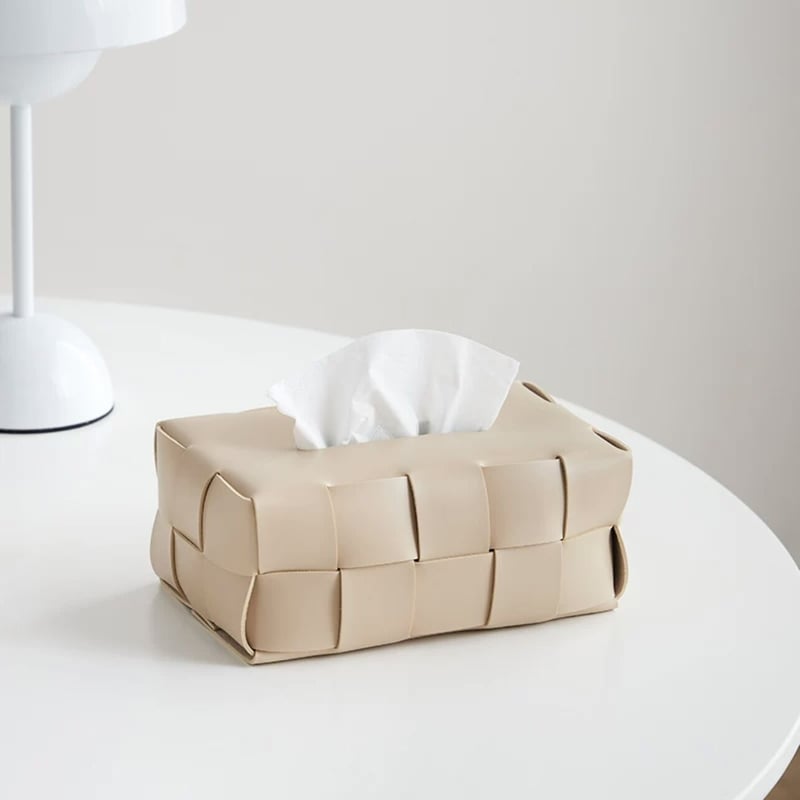 即納】#編み込み フェイクレザー ティッシュケース 全6色 チェッカー柄