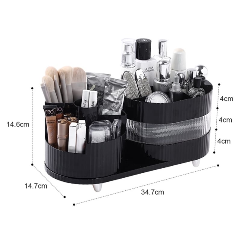 360度 回転 ブラシスタンド付 スライド コスメ 収納 トレイ 全2色 | 70PARK