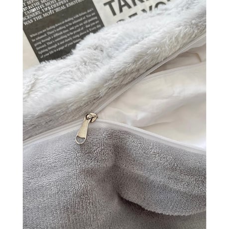 #ニュアンス グレー ミルク ベルベット 冬用 布団カバーセット 全2種 厚手