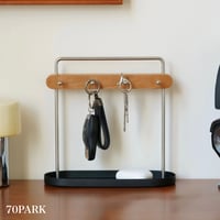 #シルバーフレーム ウッド アクセサリー 鍵 スタンド トレイ 全2色 収納 小物置き