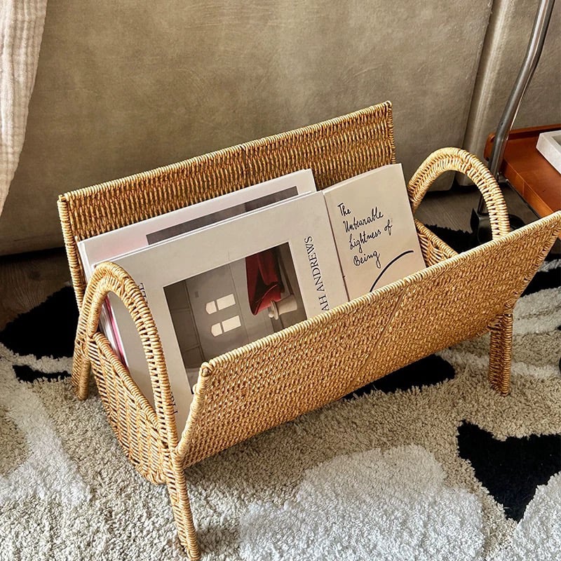 ラタン調 マガジンラック 収納 ブックスタンド バスケット | 70PARK