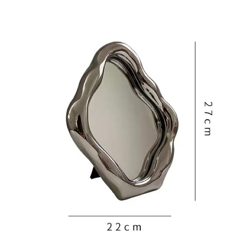 シルバー ニュアンス フレーム ミラー 鏡 卓上 壁掛け | 70PARK