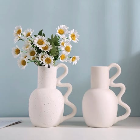 #ウエーブ 持ち手 フラワーベース 全2タイプ 花瓶
