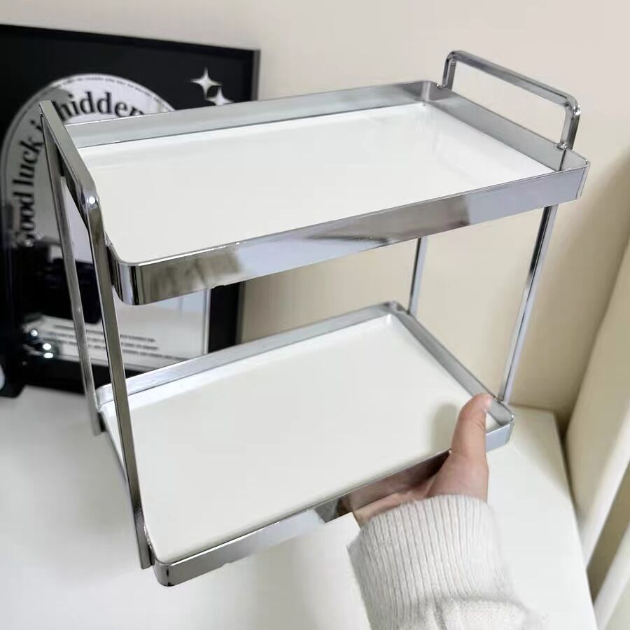 シルバー ディスプレイスタンド 2段棚付き シルバー ディスプレイスタンド 2段棚付き