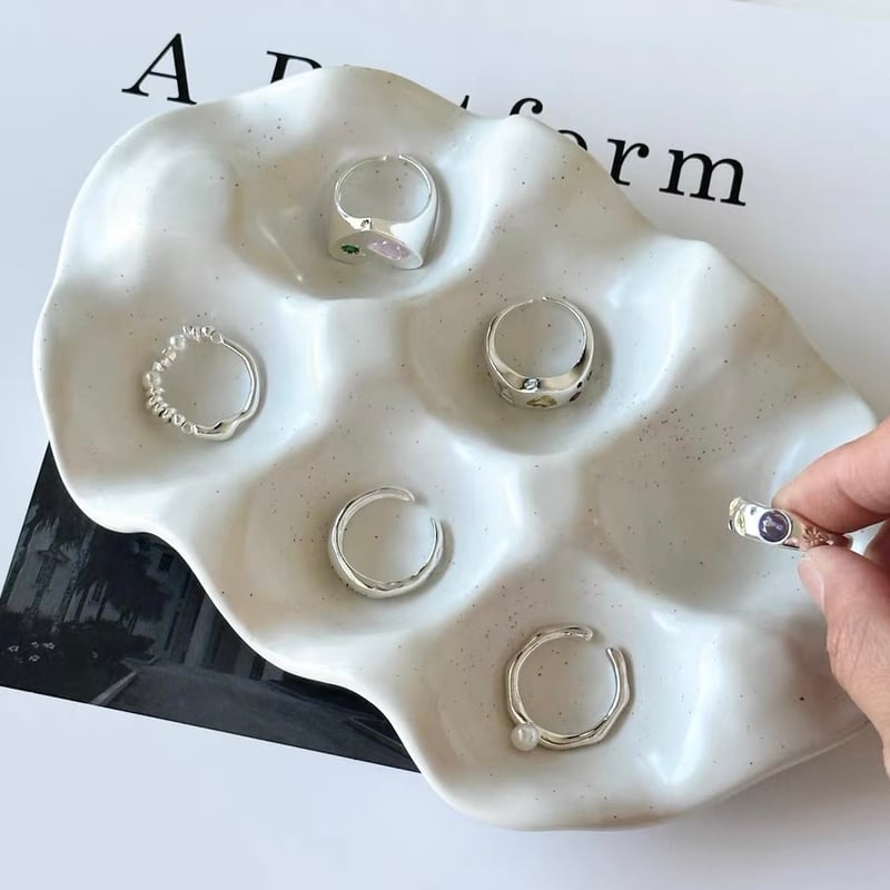 立体 ウエーブ セラミック アクセサリートレイ 全2色 収納 | 70PARK