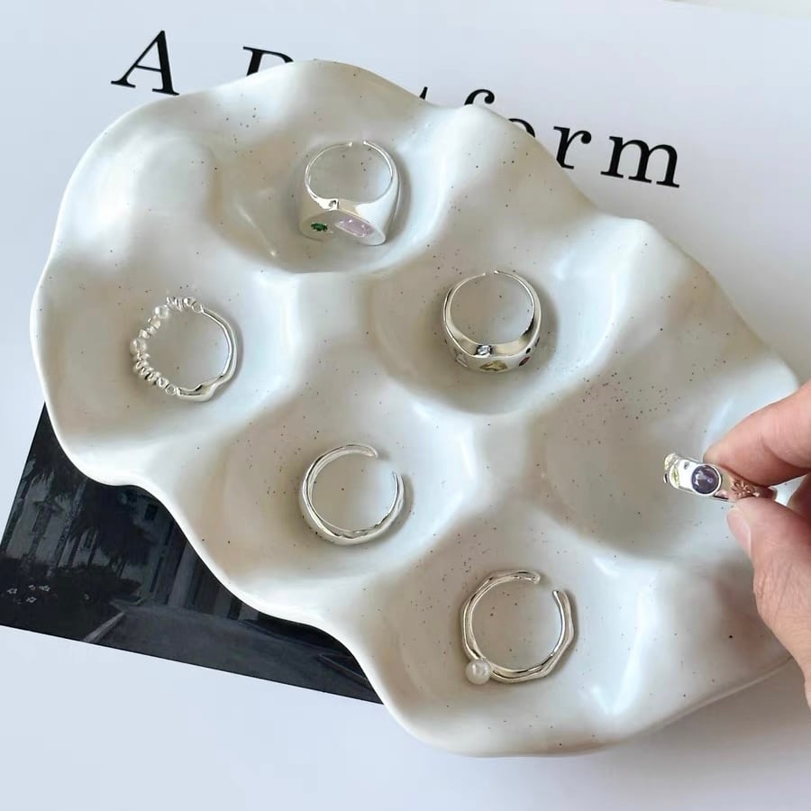 立体 ウエーブ セラミック アクセサリートレイ 全2色 収納 | 70PARK