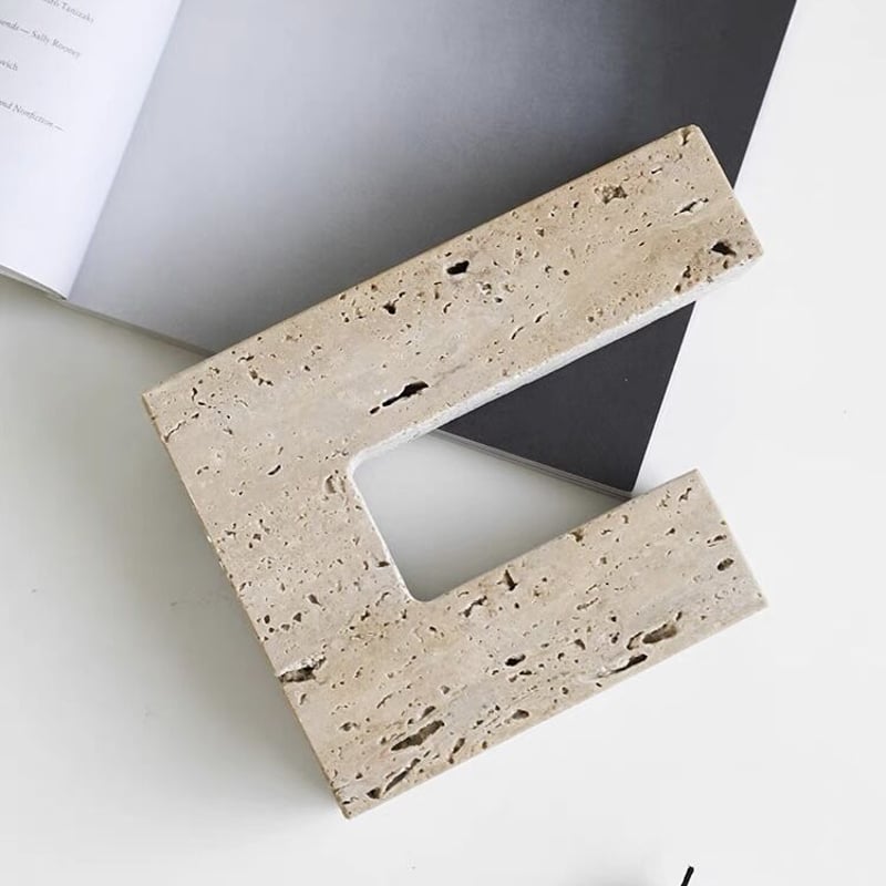 トラバーチン U字 キャンドルホルダー 大理石 オブジェ | 70PARK