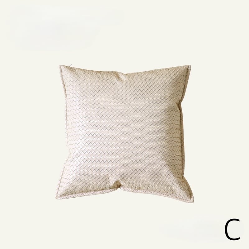 リッチ フェイクレザー 編み込み クッションカバー 全6色 45×45