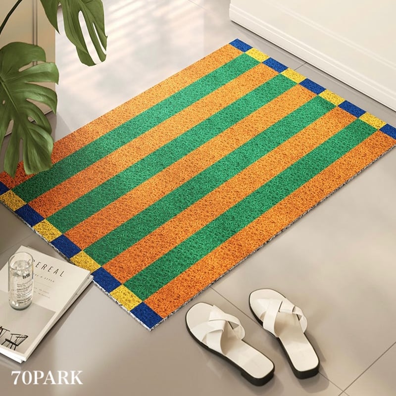 マルチカラー ストライプ 玄関 マット 全4色 50×80 泥落とし | 70PARK