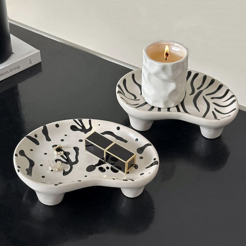 ゼブラ柄 脚付き ウエーブ アクセサリー トレイ 全2種 | 70PARK