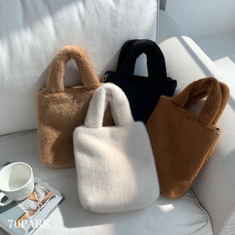 【即納】#2way フェイクファー ハンドバッグ 全4色 ショルダー