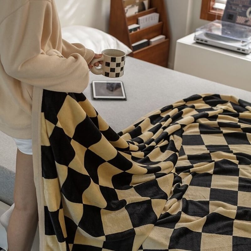 チェッカー ブランケット 全5色 膝掛け 毛布 100×150 | 70PARK