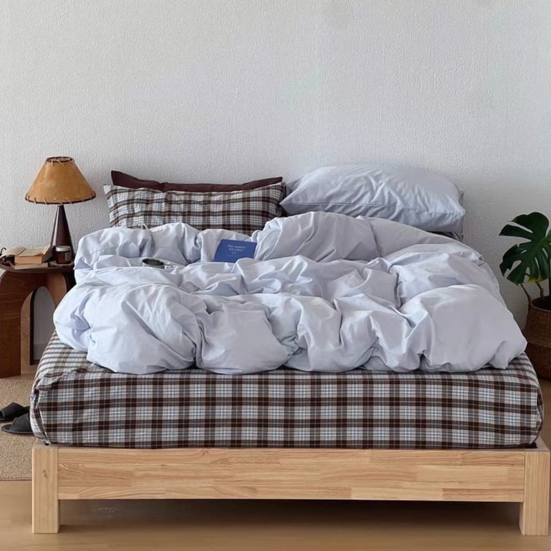 チェック柄 シーツ ブルー コットン 布団カバーセット 全3種 オール