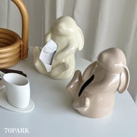 【即納】#ウサギ モチーフ セラミック ティッシュケース 全2色