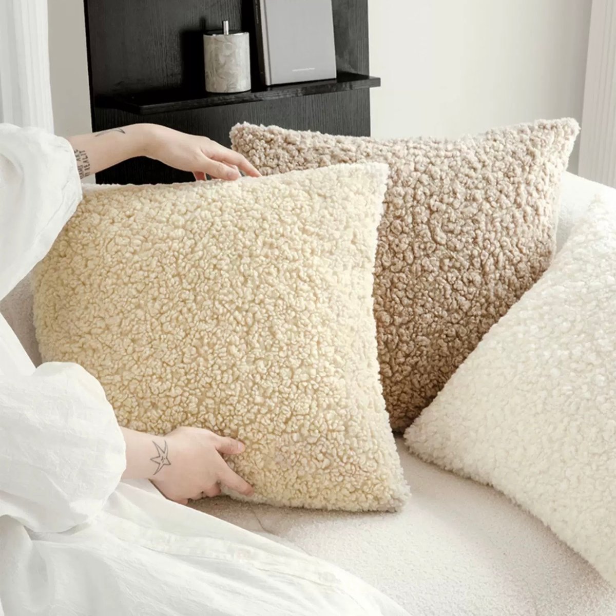 HIKEホワイトボア　クッションカバー HIKEホワイトボア クッションカバー インテリア小物