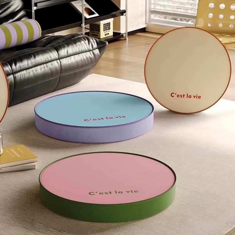 シンプル レタリング カラー ラウンド クッション 全3色 直径50cm | 70PARK