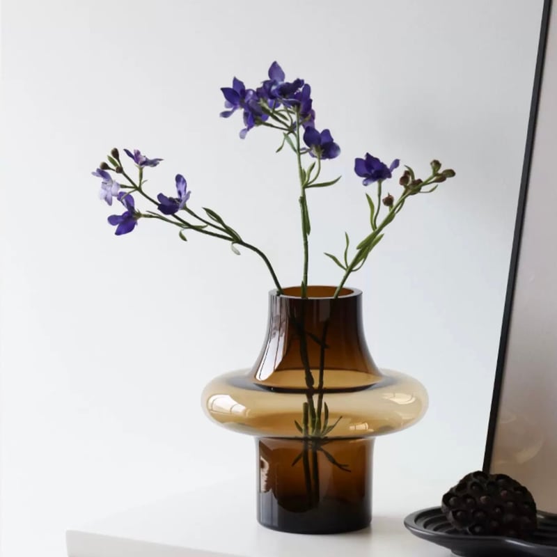 ブラウンカラー クリア ガラス フラワーベース 全2サイズ 花瓶 | 70PARK