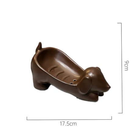 #ダックスフンド モチーフ セラミック ソープディッシュ 全3色 石鹸置き トレイ