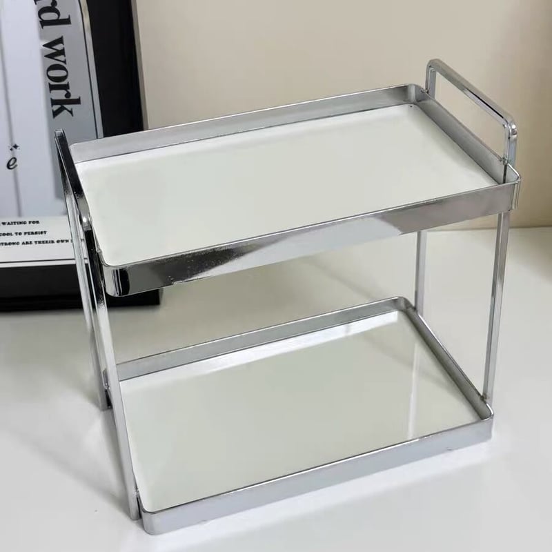 シルバー フレーム ディスプレイ 二段 収納 ラック 全2色 | 70PARK