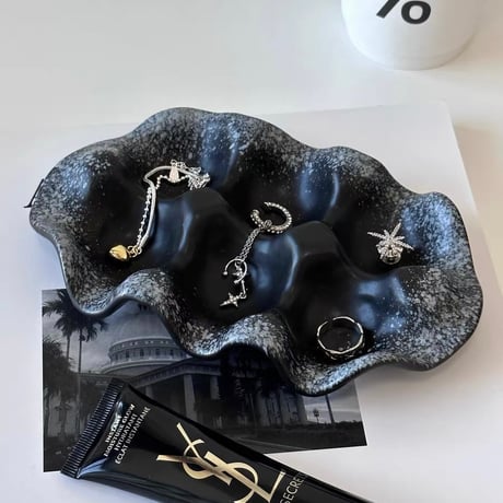 #立体 ウエーブ セラミック アクセサリートレイ 全2色 収納