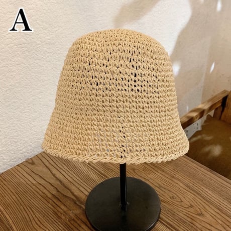 【即納】#麦わら ペーパー バケットハット  全3色 帽子