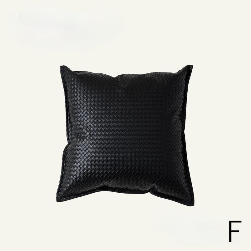 リッチ フェイクレザー 編み込み クッションカバー 全6色 45×45
