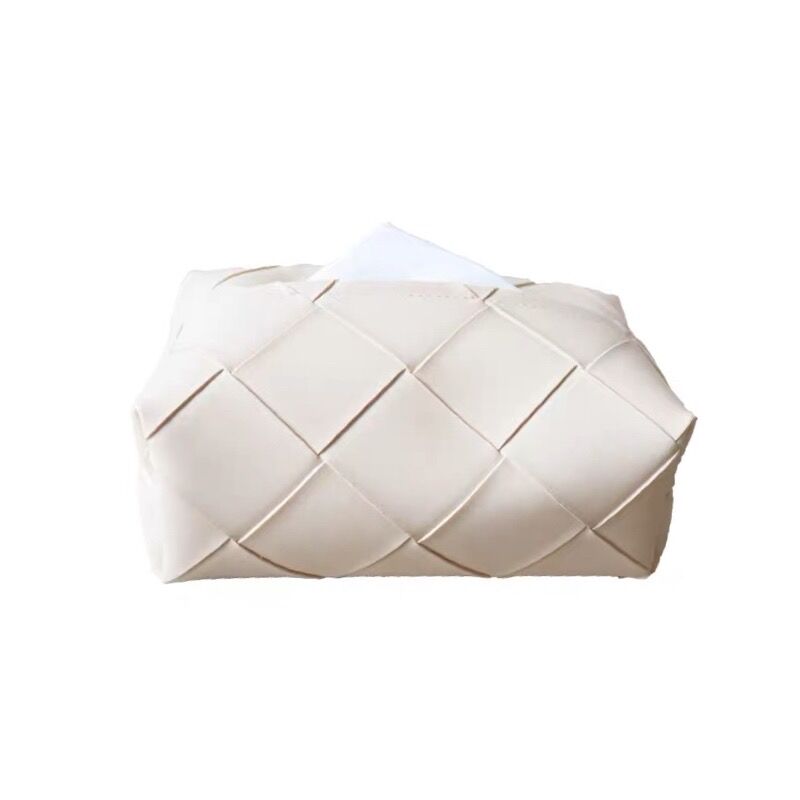 編み込み風 フェイクレザー シンプル ティッシュカバー 全4色