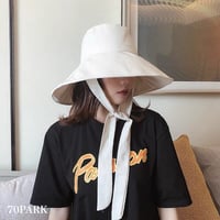 【即納】#ロングリボン つば広 バケットハット  全3色 帽子