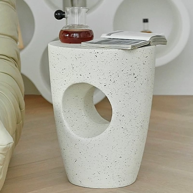 飛び散り柄 穴あき ラウンド サイドテーブル コーヒーテーブル | 70PARK