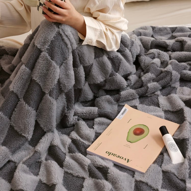 最終SALE❤ハンドメイド　シングルプレミアムボアケット　ブランケット　毛布 アーガイル柄 ブランケット シングル 全4色 150×200 毛布 冷房