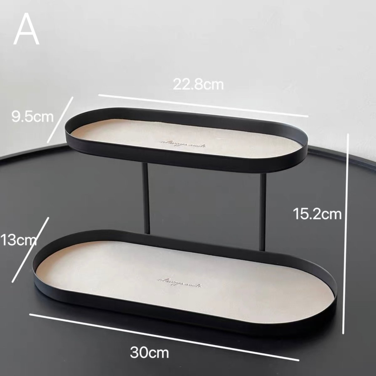 アイアン レザー オーバル型 二段 トレイ 全2色 収納 ラック | 70PARK