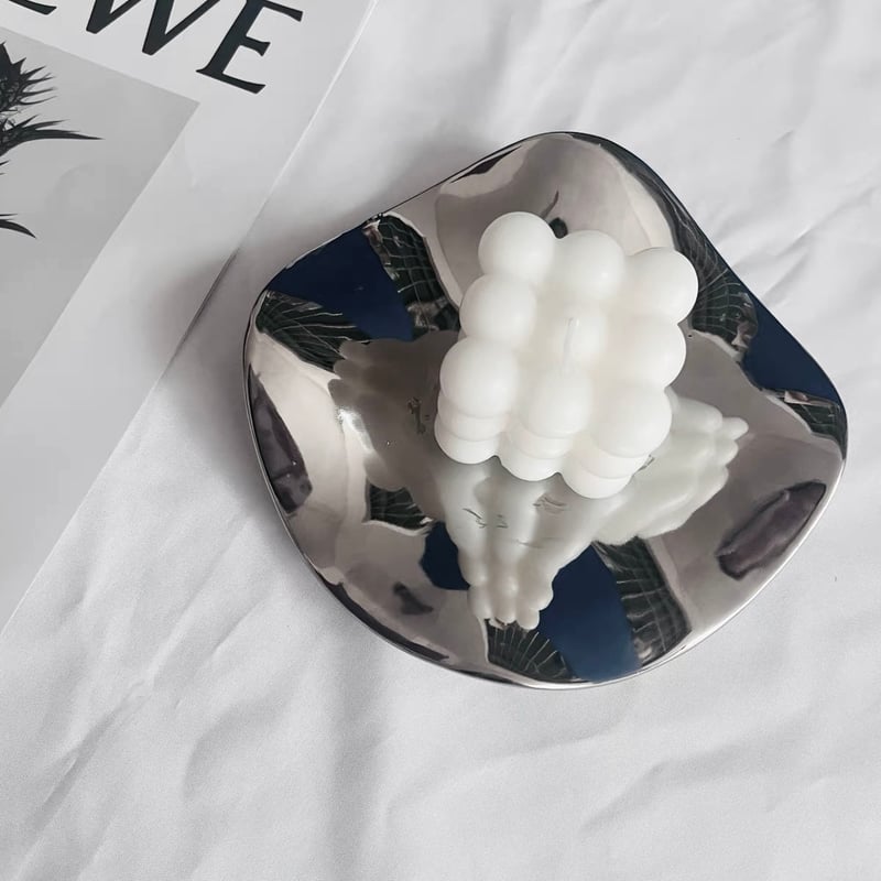 ニュアンス 不規則 ウエーブ ミラー トレイ シルバー | 70PARK